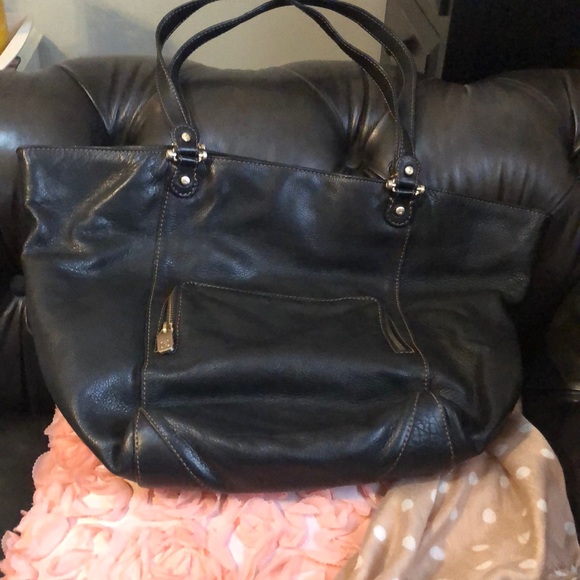 Liz Claireborn~Elegant Black Leather Tote Bag~clean